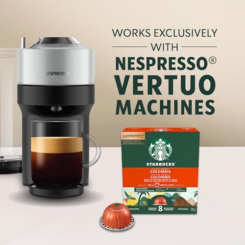 Starbucks for Nespresso Vertuo Master Origin Colombia Coffee Capsules, Medium Roast, Aluminium, 8 Count, Mug (7.7 oz / 230ml), Single Origin Pods with Balanced and Fruity Notes