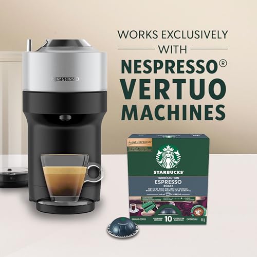 Starbucks for Nespresso Vertuo Dark Espresso Roast Coffee Capsules Bulk Pack, Rich Dark Roast, Aluminium, 40 Count (4 x 10), Espresso (1.35 oz / 40ml), Intense Pods for Latte