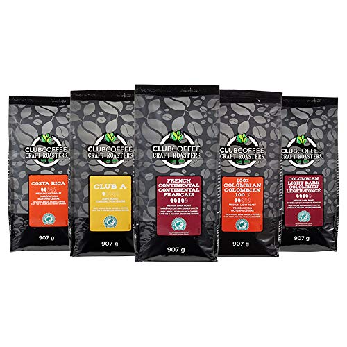 Club Coffee Craft Roasters French Continental Whole Bean Coffee, Intense Dark Roast, 2 lb (907g), Deep and Smoky European Style Coffee Beans with Bold Caramelized Notes