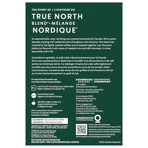 Starbucks True North Blend Coffee Pods, Keurig K-Cup Compatible Capsules, Blonde Roast, 24 Count, Smooth and Soft Light Roast Breakfast Coffee