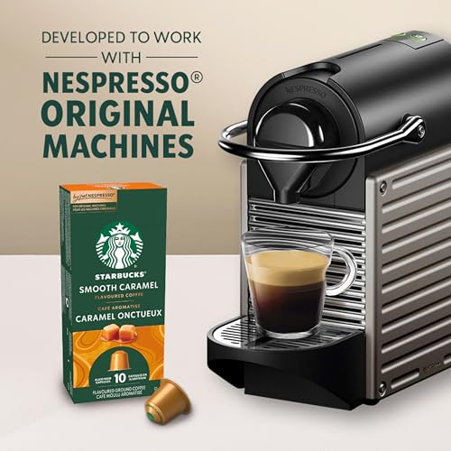 Starbucks by Nespresso Smooth Caramel Coffee Capsules, OriginalLine Compatible, Flavoured Blonde Roast, Aluminium, 50 Count (5 x 10), Pods with Notes of Buttery Caramel and Vanilla