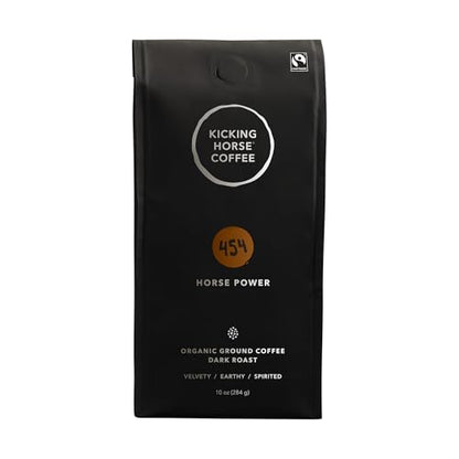 Kicking Horse Coffee 454 Horse Power Whole Bean Coffee, Dark Roast, Certified Organic, Fairtrade, Kosher, 10 oz (284g), Bold and Smooth Beans for French Press and Espresso