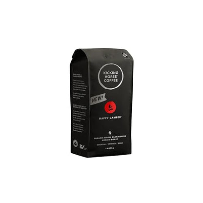 Kicking Horse Coffee Happy Camper Whole Bean Coffee, Medium Roast, Certified Organic, Fairtrade, Kosher, 1 lb (454g), Vibrant and Sweet Outdoor-Inspired Coffee with Crisp Herbal Notes