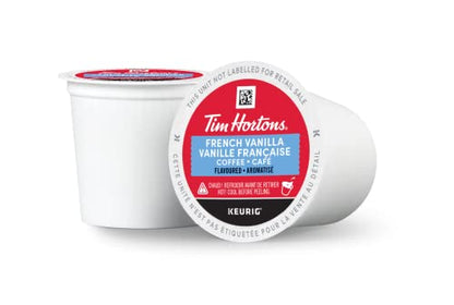 Tim Hortons French Vanilla Flavoured Coffee Pods, Keurig K-Cup Compatible Capsules, Light Roast, 30 Count, Sweet and Creamy Vanilla Aromatics