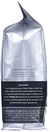 Ethical Bean Coffee Superdark Whole Bean Coffee Bulk Pack, Ultra-Dark Roast, Certified Organic, Fairtrade, Kosher, 12 oz (340g), Case of 6 Bags, Powerful Heavy-Bodied Extreme Roast Beans