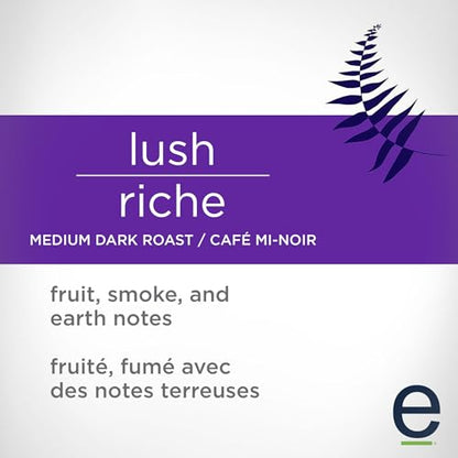 Ethical Bean Coffee Lush Whole Bean Coffee, Medium-Dark Roast, Certified Organic, Fairtrade, Kosher, 12 oz (340g), Rich and Heavy Bodied Beans with Fruit and Earthy Undertones
