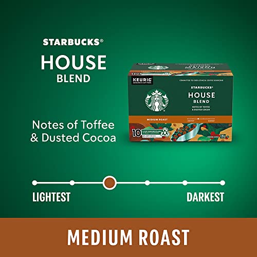 Starbucks House Blend Coffee Pods Bulk Pack, Keurig K-Cup Compatible Capsules, Medium Roast, 60 Count, Large Office Size Clean and Recipe-Driven Taste