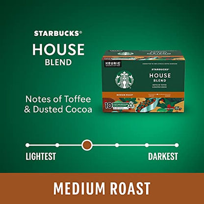 Starbucks House Blend Coffee Pods Bulk Pack, Keurig K-Cup Compatible Capsules, Medium Roast, 60 Count, Large Office Size Clean and Recipe-Driven Taste