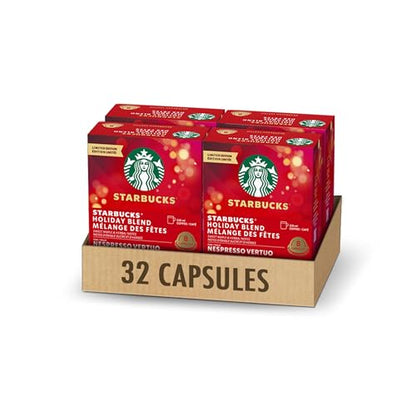 Starbucks for Nespresso Vertuo Holiday Blend Coffee Capsules, Limited Edition Medium Roast, Aluminium, 32 Count (4 x 8), Festive Mug Pods (7.7 oz / 230ml) with Herbal Notes