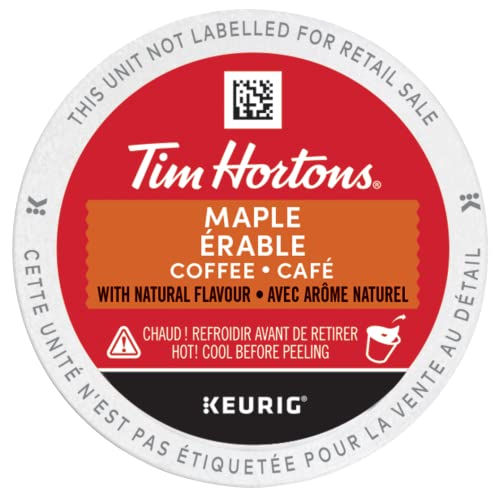 Tim Hortons Maple Flavoured Coffee Pods, Keurig K-Cup Compatible Capsules, Light Roast, 12 Count, Seasonal Sweet and Sweet Canadian Maple Notes