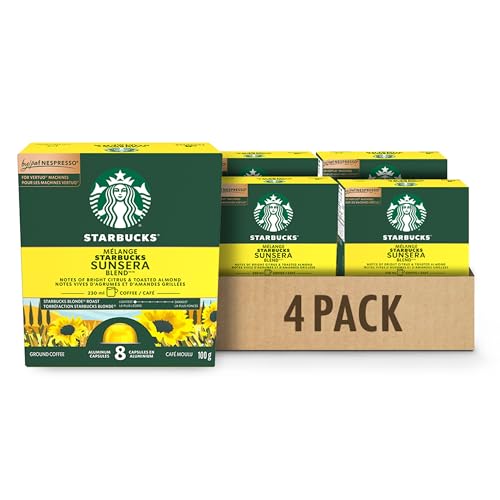 Starbucks for Nespresso Vertuo Sunsera Blend Coffee Capsules, Blonde Roast Variety Pack, Aluminium, 32 Count (4 x 8), Smooth Arabica Mug Pods (7.7 oz / 230ml) with Citrus Notes