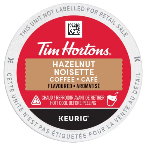 Tim Hortons Hazelnut Flavoured Coffee Pods, Keurig K-Cup Compatible Capsules, Light-Medium Roast, 12 Count, Toasted Nut and Nutty Sweet Bakery Notes