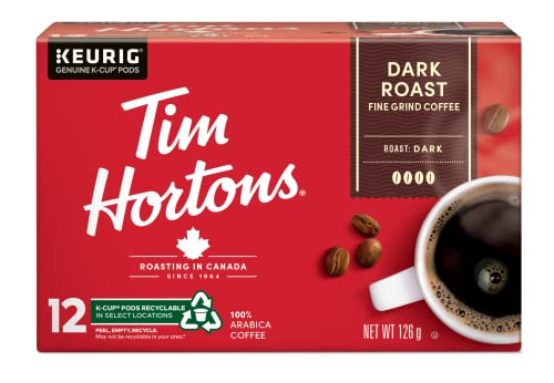Tim Hortons Dark Roast Coffee Pods Bulk Pack, Keurig K-Cup Compatible Capsules, Rich Dark Roast, 72 Count, Full-Bodied and Bold Bold Taste
