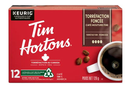 Tim Hortons Dark Roast Coffee Pods Bulk Pack, Keurig K-Cup Compatible Capsules, Rich Dark Roast, 72 Count, Full-Bodied and Bold Bold Taste