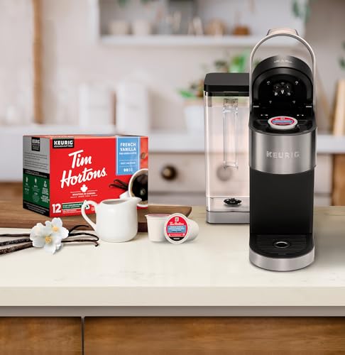 Tim Hortons French Vanilla Flavoured Coffee Pods, Keurig K-Cup Compatible Capsules, Light Roast, 12 Count, Fragrant Dessert Style Sweet Vanilla Coffee
