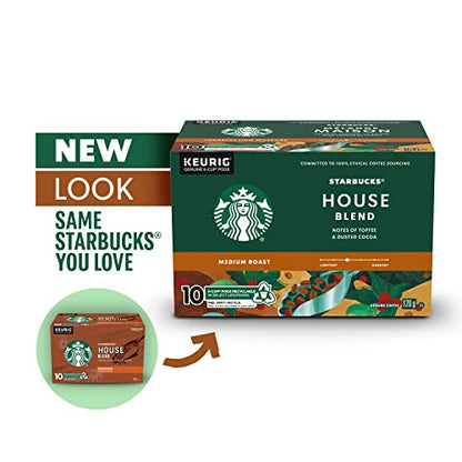 Starbucks House Blend Coffee Pods Bulk Pack, Keurig K-Cup Compatible Capsules, Medium Roast, 60 Count, Large Office Size Clean and Recipe-Driven Taste