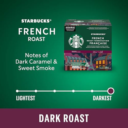 Starbucks French Roast Coffee Pods, Keurig K-Cup Compatible Capsules, Intense Dark Roast, 44 Count, Value Pack Dark Caramel and Smoky Notes