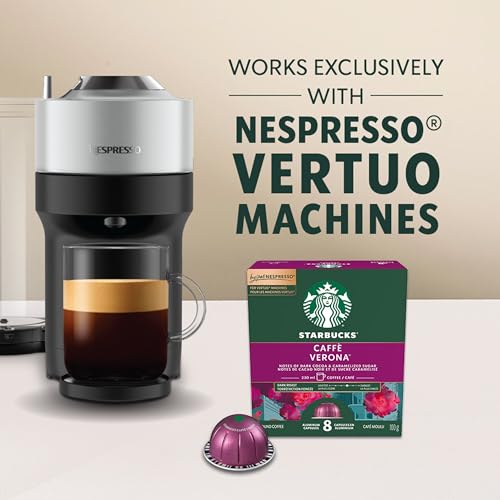 Starbucks for Nespresso Vertuo Caffe Verona Coffee Capsules, Dark Roast, Aluminium, 8 Count, Mug (7.7 oz / 230ml), Bold Espresso Pods with Roasty Sweet and Cocoa Notes