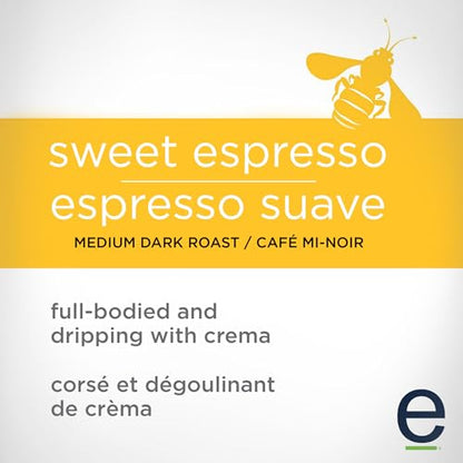 Ethical Bean Coffee Sweet Espresso Whole Bean Coffee, Medium-Dark Roast, Certified Organic, Fairtrade, Kosher, 12 oz (340g), Multidimension Espresso Beans with Baker's Chocolate Notes