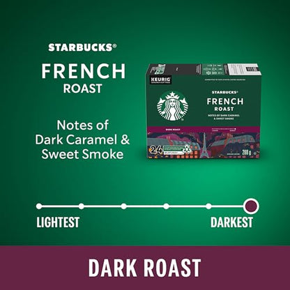 Starbucks French Roast Coffee Pods, Keurig K-Cup Compatible Capsules, Intense Dark Roast, 24 Count, Powerfully Bold and Smoky Extreme Roast