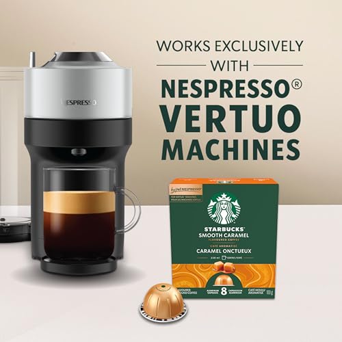 Starbucks for Nespresso Vertuo Smooth Caramel Coffee Capsules, Flavoured Blonde Roast, Aluminium, 8 Count, Mug (7.7 oz / 230ml), Pods with Notes of Buttery Caramel and Vanilla