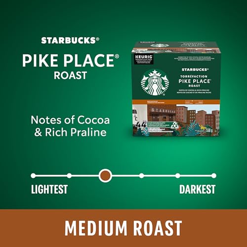 Starbucks Pike Place Roast Coffee Pods, Keurig K-Cup Compatible Capsules, Medium Roast, 44 Count, Value Pack Smooth Daily Multi-Origin Blend