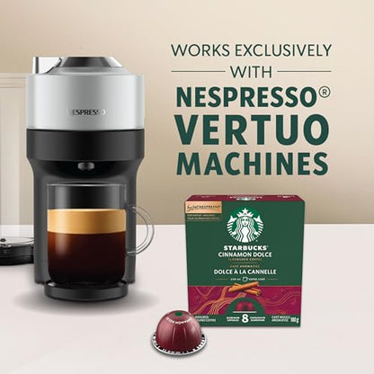 Starbucks for Nespresso Vertuo Cinnamon Dolce Coffee Capsules, Flavoured Light Roast, Aluminium, 10 Count, Mug (7.7 oz / 230ml), Pods with Notes of Cinnamon and Brown Sugar