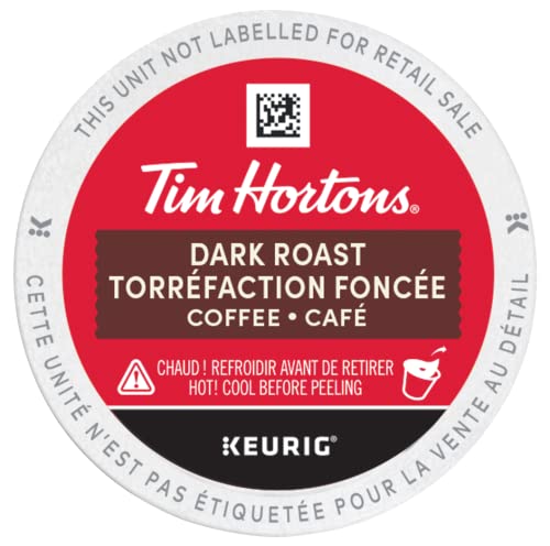 Tim Hortons Dark Roast Coffee Pods, Keurig K-Cup Compatible Capsules, Rich Dark Roast, 30 Count, Intense and Full-Bodied Dark Blend