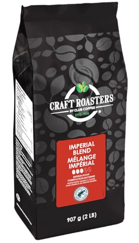 Club Coffee Craft Roasters Imperial Blend Whole Bean Coffee, Medium Roast, 2 lb (907g), Balanced and Smooth Premium Roast Beans for Everyday Coffee Rituals