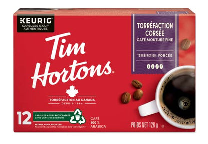 Tim Hortons Bold Roast Coffee Pods, Keurig K-Cup Compatible Capsules, Heavy Dark Roast, 12 Count, Extra Intense and Robust Deep Mountain Blend