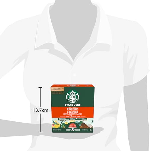 Starbucks for Nespresso Vertuo Single Origin Colombia Coffee Capsules Bulk Pack, Medium Roast, Aluminium, 32 Count (4 x 8), Mug (7.7 oz / 230ml), Balanced Fruity Pods