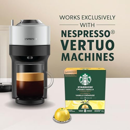 Starbucks for Nespresso Vertuo Creamy Vanilla Coffee Capsules Bulk Pack, Flavoured Blonde Roast, Aluminium, 32 Count (4 x 8), Mug (7.7 oz / 230ml), Pods with Sweet Vanilla Notes