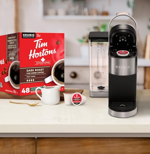 Tim Hortons Dark Roast Coffee Pods, Keurig K-Cup Compatible Capsules, Rich Dark Roast, 48 Count, Deep and Smooth Low-Acidity Finish