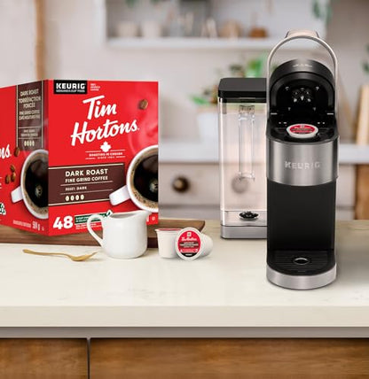 Tim Hortons Dark Roast Coffee Pods, Keurig K-Cup Compatible Capsules, Rich Dark Roast, 48 Count, Deep and Smooth Low-Acidity Finish