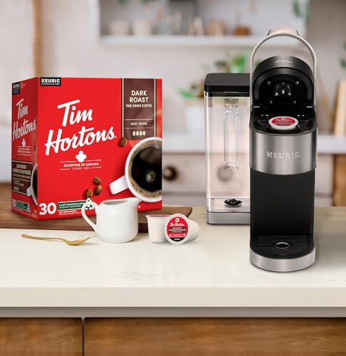 Tim Hortons Dark Roast Coffee Pods, Keurig K-Cup Compatible Capsules, Rich Dark Roast, 30 Count, Intense and Full-Bodied Dark Blend