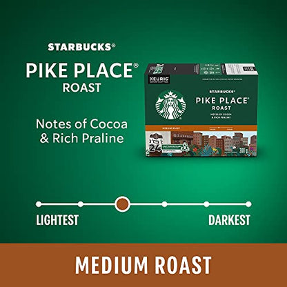 Starbucks Pike Place Roast Coffee Pods, Keurig K-Cup Compatible Capsules, Medium Roast, 24 Count, Classic Seattle Coffeehouse Recipe with Toasted Nut Notes