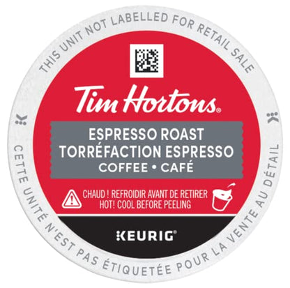 Tim Hortons Espresso Roast Coffee Pods, Keurig K-Cup Compatible Capsules, Dark Espresso Style, 12 Count, Rich and Concentrated Base for Home Latte and Cappuccino
