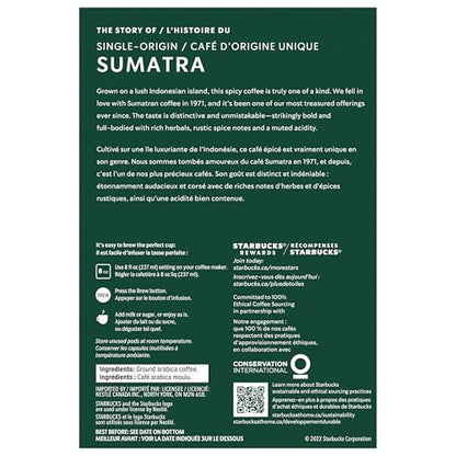 Starbucks Single Origin Sumatra Coffee Pods, Keurig K-Cup Compatible Capsules, Dark Roast, 24 Count, Heavy Bodied Earthy Beans with Herbal Undertones