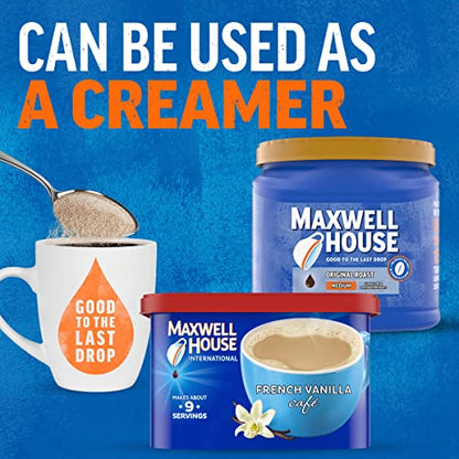 Maxwell House International French Vanilla Café-Style Instant Coffee Beverage Mix Bulk Pack, 33.6 oz (4 ct Pack of 8.4 oz Canisters)