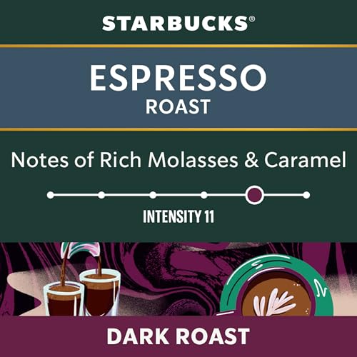 Starbucks by Nespresso Dark Espresso Roast Coffee Capsules, OriginalLine Compatible, Rich Dark Roast, Aluminium, 50 Count (5 x 10), Intense Pods with Molasses Notes