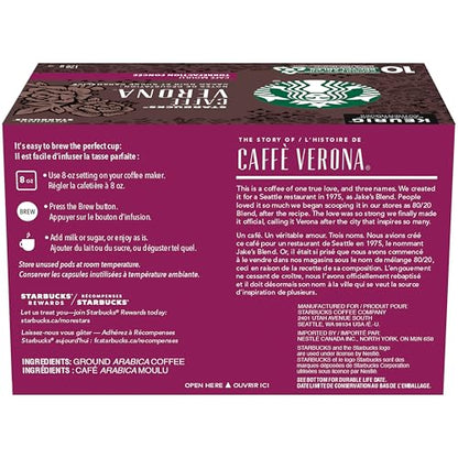 Starbucks Caffe Verona Coffee Pods Bulk Pack, Keurig K-Cup Compatible Capsules, Rich Dark Roast, 60 Count, Large Office Size Roasty Sweet Cocoa Blend