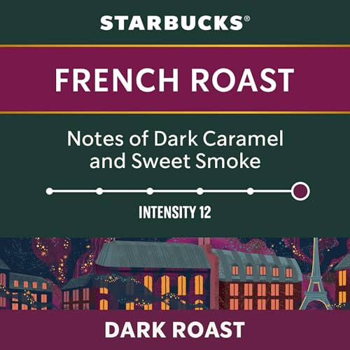 Starbucks for Nespresso Vertuo French Roast Coffee Capsules, Intense Dark Roast, Aluminium, 8 Count, Mug (7.7 oz / 230ml), Low-Acidity Pods with Dark Caramel and Sweet Smoke Notes