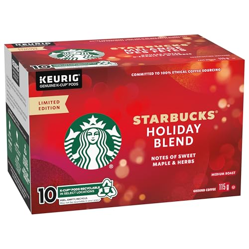 Starbucks Holiday Blend Coffee Pods Bulk Pack, Keurig K-Cup Compatible Capsules, Limited Edition Medium Roast, 60 Count, Large Office Size Festive Seasonal Coffee