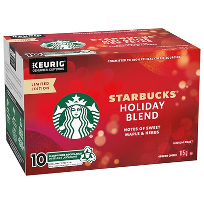 Starbucks Holiday Blend Coffee Pods Bulk Pack, Keurig K-Cup Compatible Capsules, Limited Edition Medium Roast, 60 Count, Large Office Size Festive Seasonal Coffee