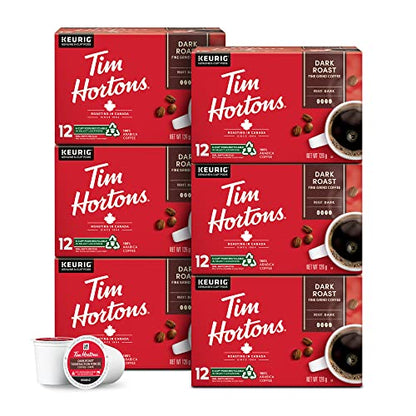 Tim Hortons Dark Roast Coffee Pods Bulk Pack, Keurig K-Cup Compatible Capsules, Rich Dark Roast, 72 Count, Full-Bodied and Bold Bold Taste