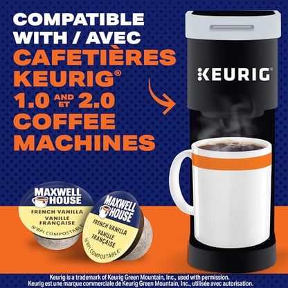 Maxwell House French Vanilla Flavoured Coffee Pods Bulk Pack, Keurig K-Cup Compatible Capsules, Light Roast, 72 Count (6 Boxes of 12), Sweet and Creamy Dessert Style Aromatics
