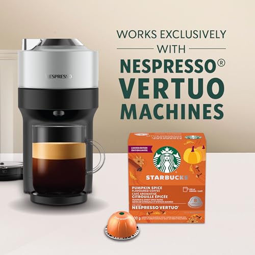 Starbucks for Nespresso Vertuo Pumpkin Spice Coffee Capsules, Limited Edition Blonde Roast, Aluminium, 8 Count, Mug (7.7 oz / 230ml), Flavored Pods with Pumpkin and Cinnamon Notes