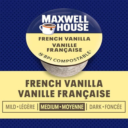 Maxwell House French Vanilla Flavoured Coffee Pods Bulk Pack, Keurig K-Cup Compatible Capsules, Light Roast, 72 Count (6 Boxes of 12), Sweet and Creamy Dessert Style Aromatics