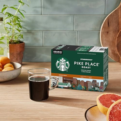 Starbucks Pike Place Decaf Coffee Pods, Keurig K-Cup Compatible Capsules, Medium Roast Decaffeinated, 24 Count, Signature Balanced Flavor Without Caffeine