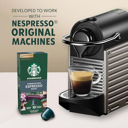 Starbucks by Nespresso Dark Espresso Roast Coffee Capsules, OriginalLine Compatible, Rich Dark Roast, Aluminium, 50 Count (5 x 10), Intense Pods with Molasses Notes